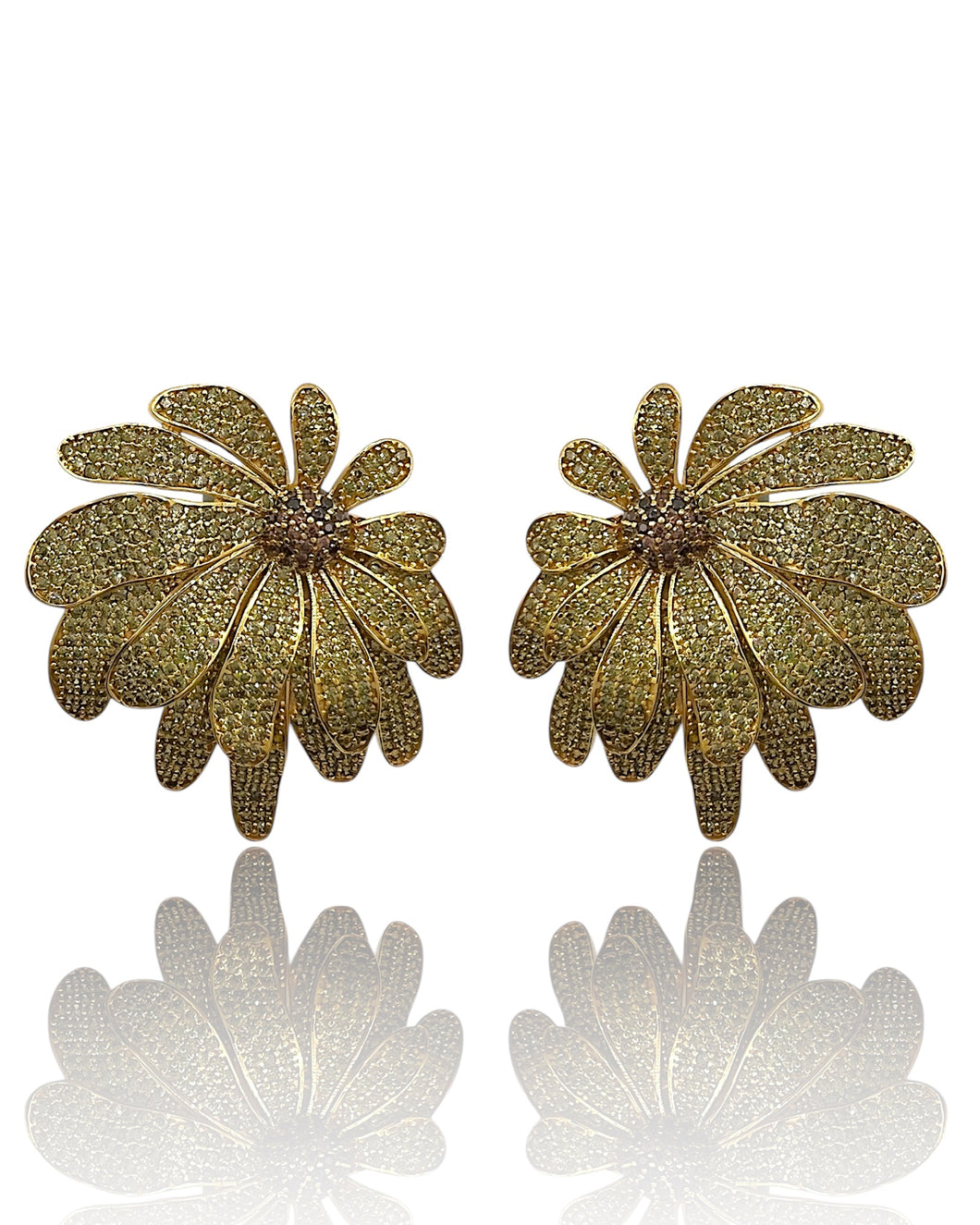 Golden Bloom Peridot Green Earrings