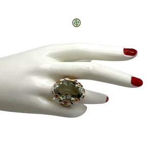 Green Amethyst Gold Vermeil Ring