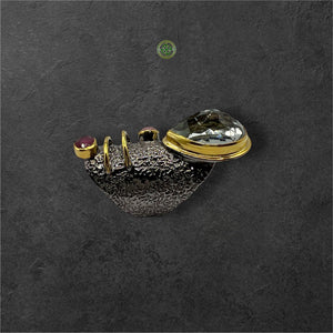 Green Amethyst Ruby Pink Tourmaline Roman Ring