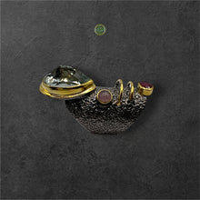 Green Amethyst Ruby Pink Tourmaline Roman Ring
