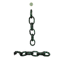 Green Zirconia Black Rhodium Chain Earrings