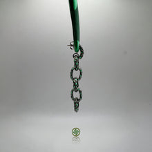 Green Zirconia Black Rhodium Chain Earrings