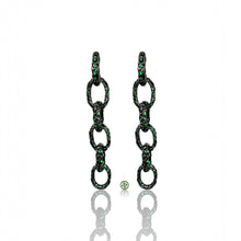 Green Zirconia Black Rhodium Chain Earrings