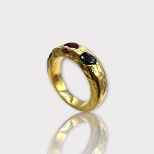Green Tourmaline Ruby Borz Ring