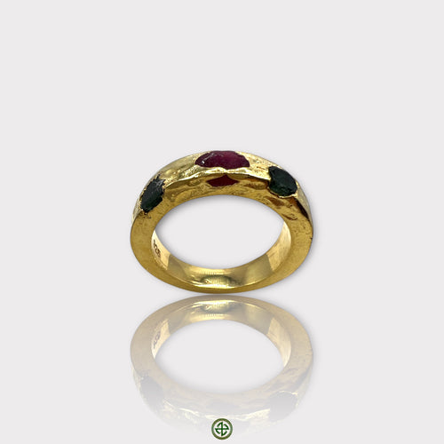 Green Tourmaline Ruby Borz Ring