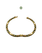 Green, White & Red Enamel Gold Vermeil Bracelet