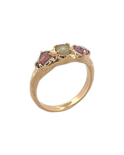 Violet and green gemstone ring elegant design