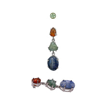 Hessonite Green Tourmaline Kyanite Drop Earrings