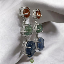 Hessonite Green Tourmaline Kyanite Drop Earrings
