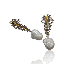 Large Baroque Pearl Leaf Earrings