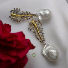 Large Baroque Pearl Leaf Earrings