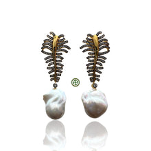 Large Baroque Pearl Leaf Earrings