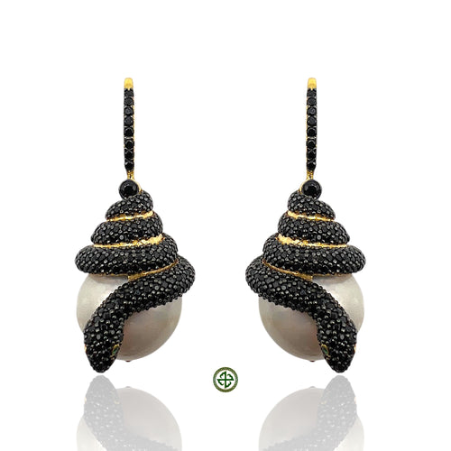 Large Baroque Pearl Serpent Earrings