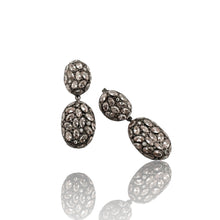 Luxury black rhodium sterling silver statement earrings set with AAA zirconia. Bold sparkle drop earrings perfect for evening & bridal wear.