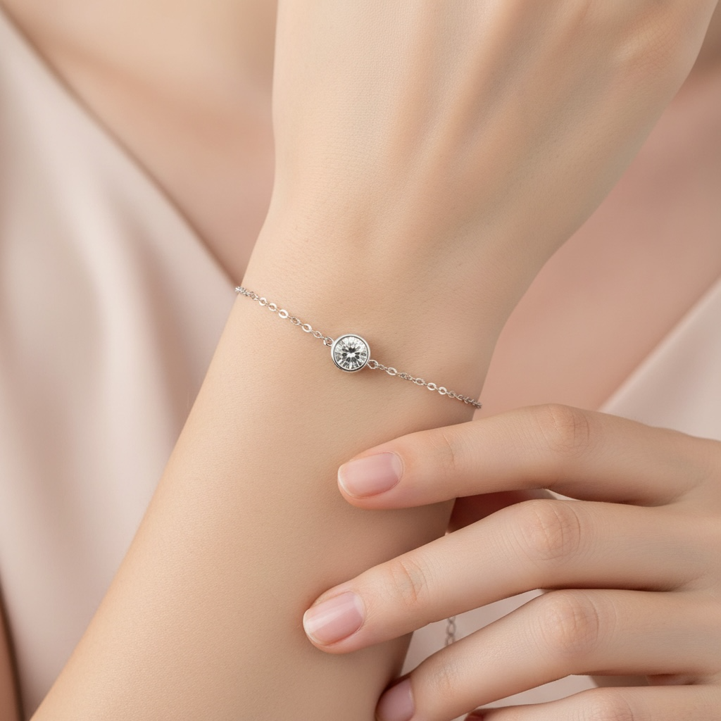 Elegant AAA grade zirconia bracelet in 18K gold vermeil or 925 sterling silver. Adjustable 17cm + 3.5cm extension. Minimalist everyday sparkle.