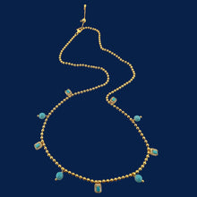 Shop turquoise beaded necklace in 18K gold vermeil with blue zirconia. A dainty, elegant piece symbolising protection & calm. Perfect everyday jewelry.