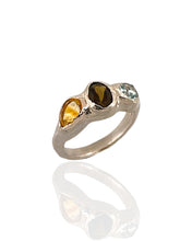Colourful gemstone silver ring elegant design