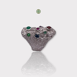 Multi-Colour Gemstone Solid Silver Ring