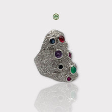 Multi-Colour Gemstone Solid Silver Ring