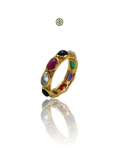 Multi-Gemstone Gold Vermeil Eternity Ring