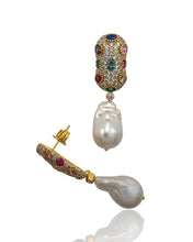 Multicolour Gemstone Baroque Pearl Earrings