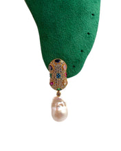 Multicolour Gemstone Baroque Pearl Earrings