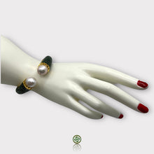 Natural Baroque Pearl Green Zirconia Bangle