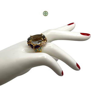 Natural Green Amethyst Oval Ring