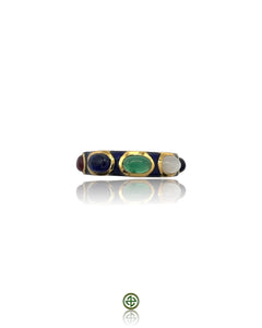 Navy Blue Enamel Multi-Gemstone Eternity Ring