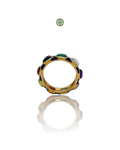 Navy Blue Enamel Multi-Gemstone Eternity Ring