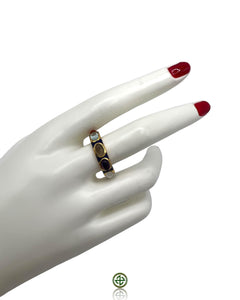 Navy Blue Enamel Multi-Gemstone Eternity Ring