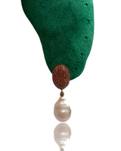 Orange Pavé Baroque Pearl Drop Earrings