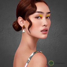 Orange Pavé Baroque Pearl Drop Earrings