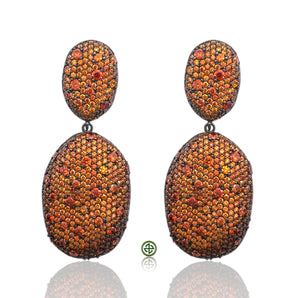 Orange Pavé Drop Earrings
