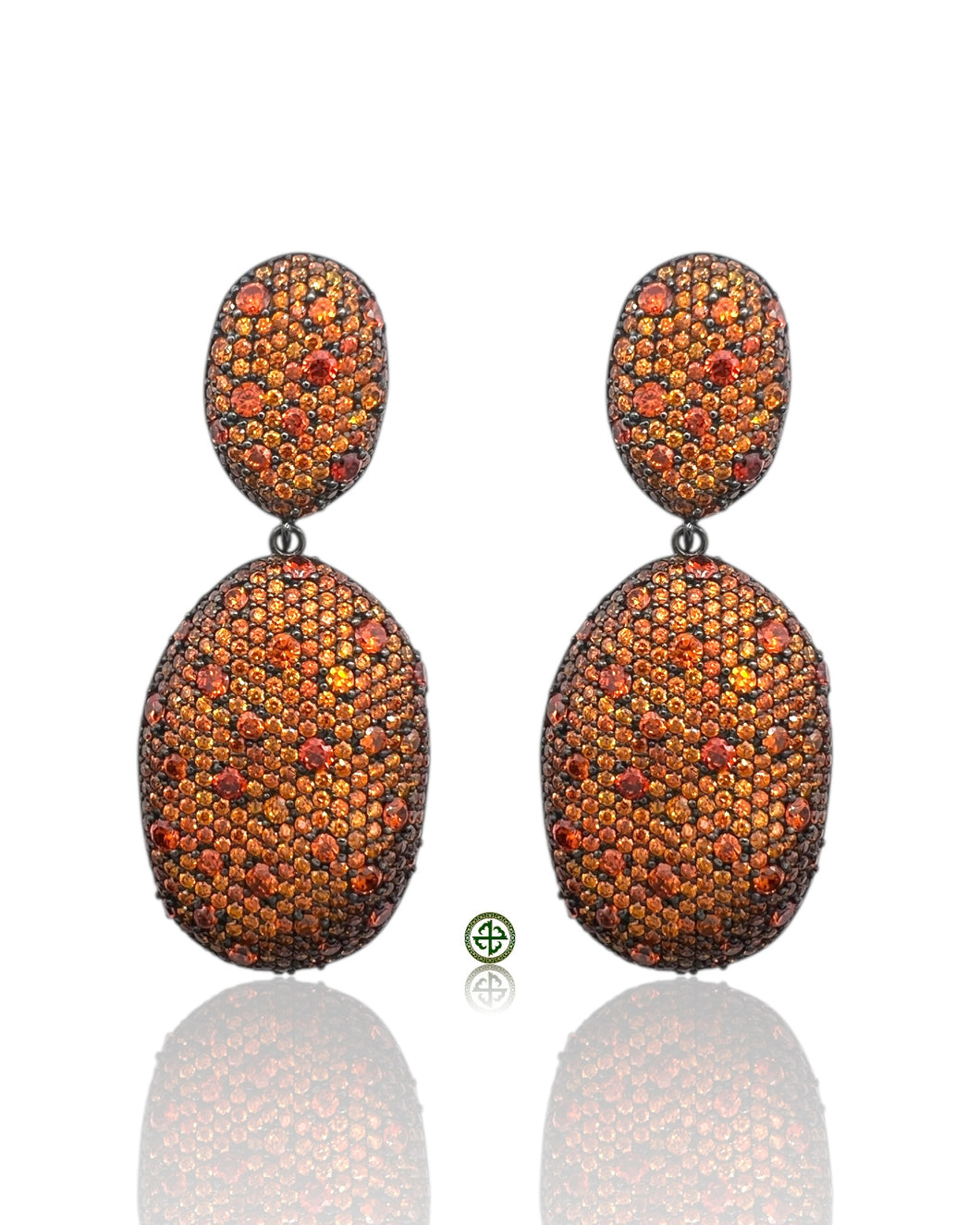 Orange Pavé Drop Earrings
