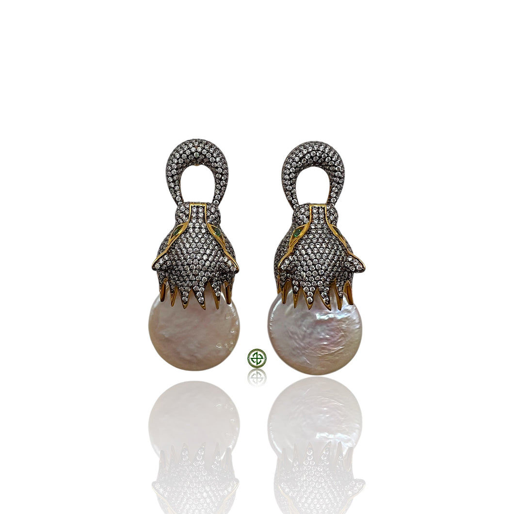 Panther Baroque Pearl Earrings
