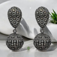 White Pave Ball Statement Earrings