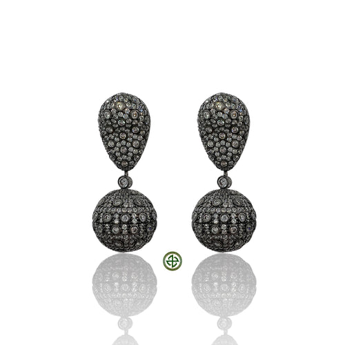 White Pave Ball Statement Earrings