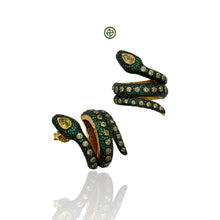 Pave Green Serpent Earrings