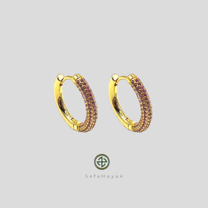 Round Huggie Pave Earrings