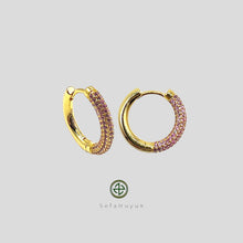 Round Huggie Pave Earrings