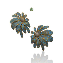 Natural Pave Turquoise Flower Earrings