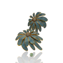 Natural Pave Turquoise Flower Earrings