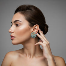 Natural Pave Turquoise Flower Earrings