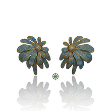 Natural Pave Turquoise Flower Earrings