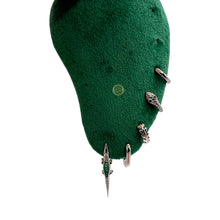 Unique crocodile earrings with green zirconia stones in 18K gold vermeil or sterling silver. Minimalist animal jewelry perfect for everyday wear or gifting.