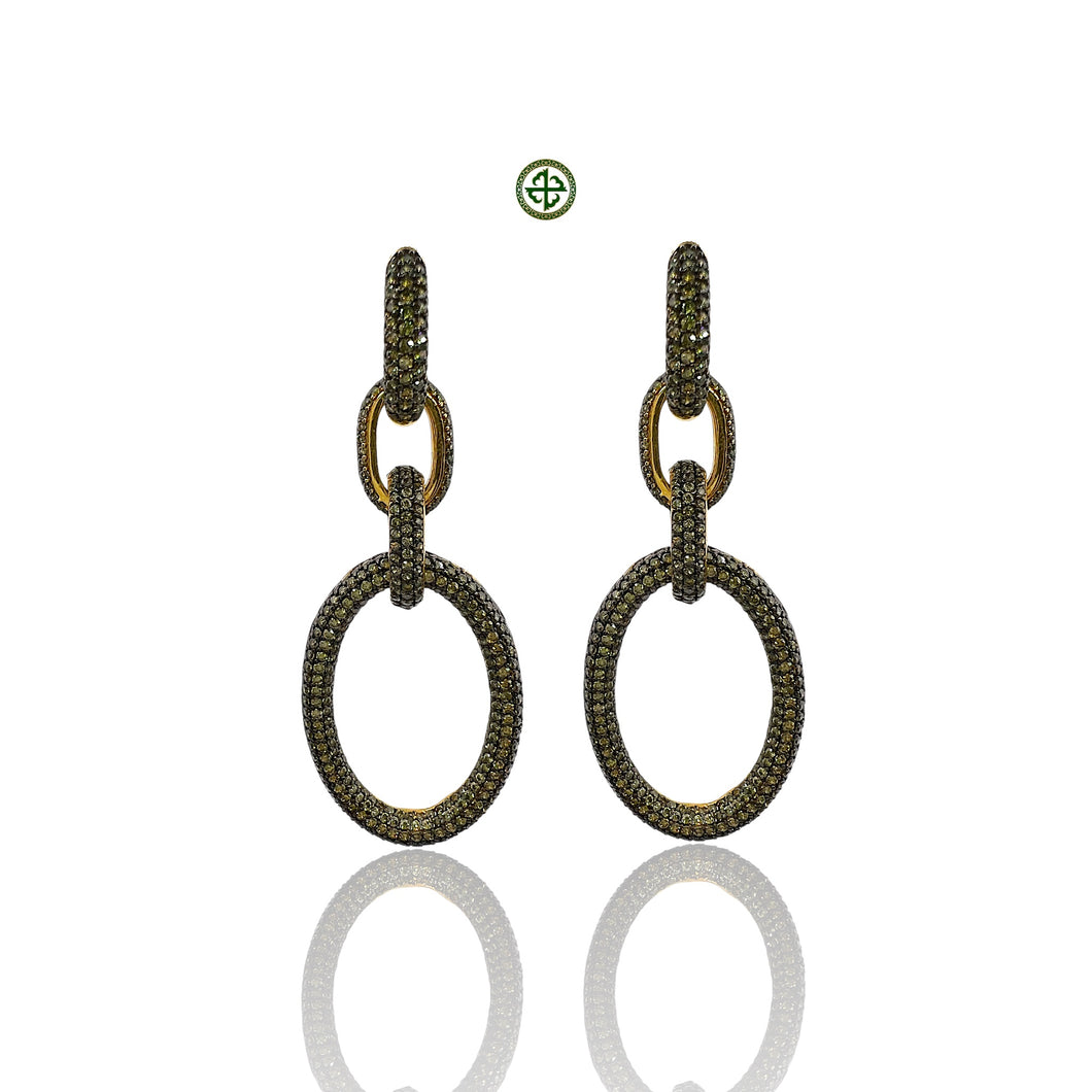 Peridot Paved Dangle Earrings