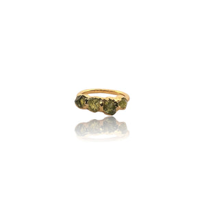 Raw peridot cluster ring in 18K gold vermeil with organic freeform setting