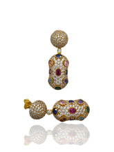 Radiant Multi-Colour Gemstone Pavé Drop Earrings
