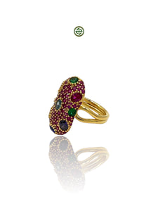 Rainbow Multi-Colour Stone Skyfall Ring